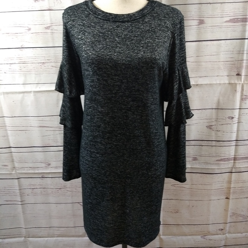 Thyme & Honey Ruffled Marled Grey Dress
